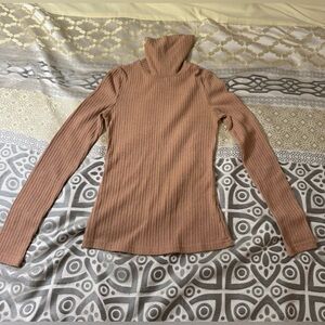 Shein Women's Ribbed Turtleneck Sweater - Tan